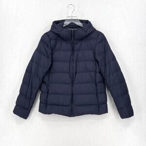 UNIQLO Ultra Light Down Hooded Jacket Womens Medium Navy Blue Packable Travel